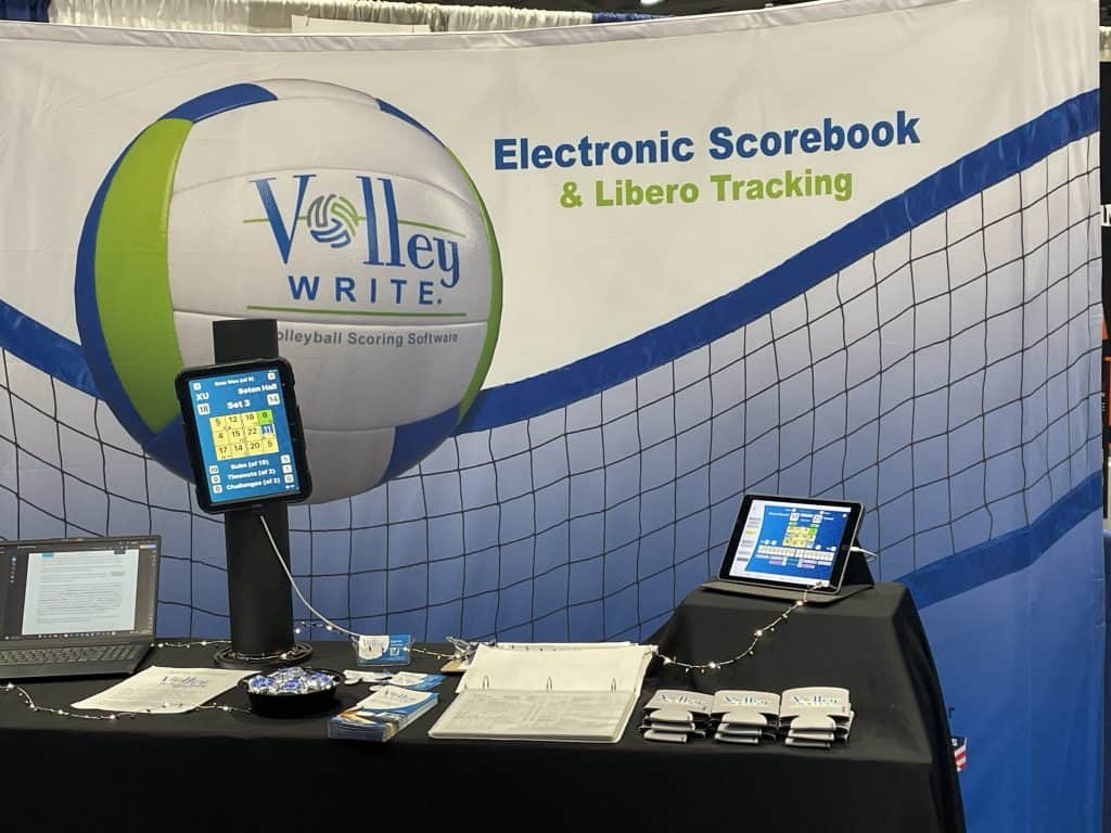 VolleyWrite booth at the AVCA Convention in December 2025 in Kansas City